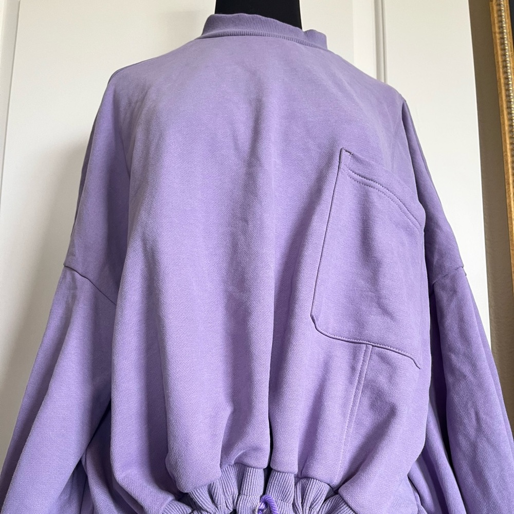 nap Loungewear women’s Lavender crop Drawstring sweater size M